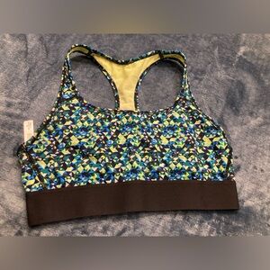Victoria Secret Sport, Blue & Green Geometric Racerback Sports Bra, medium